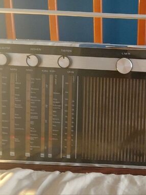 Portable Brown and Silver Vintage Radio